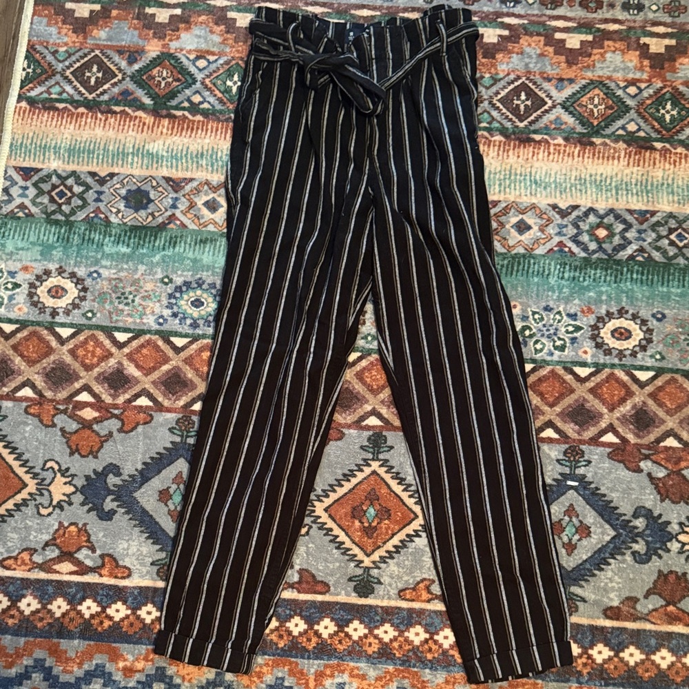 Hollister Black and White Striped Trousers